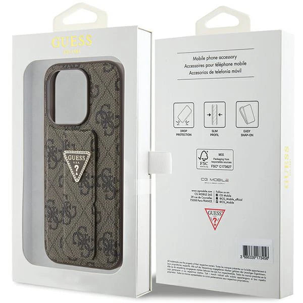 Guess 4G Hülle mit Standfunktion für iPhone 15 Pro Max – Braun