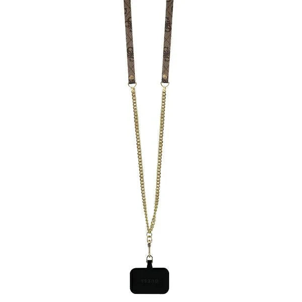 GUESS 4G Crossbody Hülle mit Kette – für iPhone 16 (Braun)