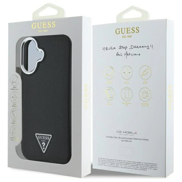 GUESS Triangle Logo Hülle – Elegantes Case für iPhone 16 (Schwarz)