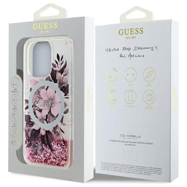 GUESS Floral Glitter Hülle für iPhone 16 Pro – Funkelnd. Feminine. Funktional
