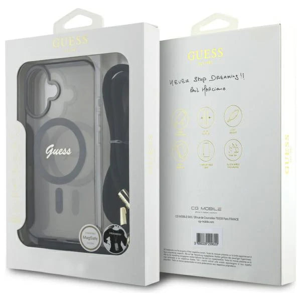 Guess Crossbody Hülle mit Trageband & MagSafe – Transparent für iPhone 16 | LimTel Accessoires