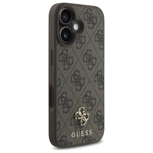 GUESS 4G Jacquard Schutzhülle – iPhone 16 Case mit Logo-Muster & Gold-Emblem