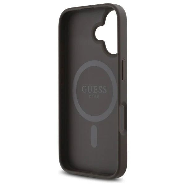 GUESS 4G Jacquard Schutzhülle – iPhone 16 Case mit Logo-Muster & Gold-Emblem