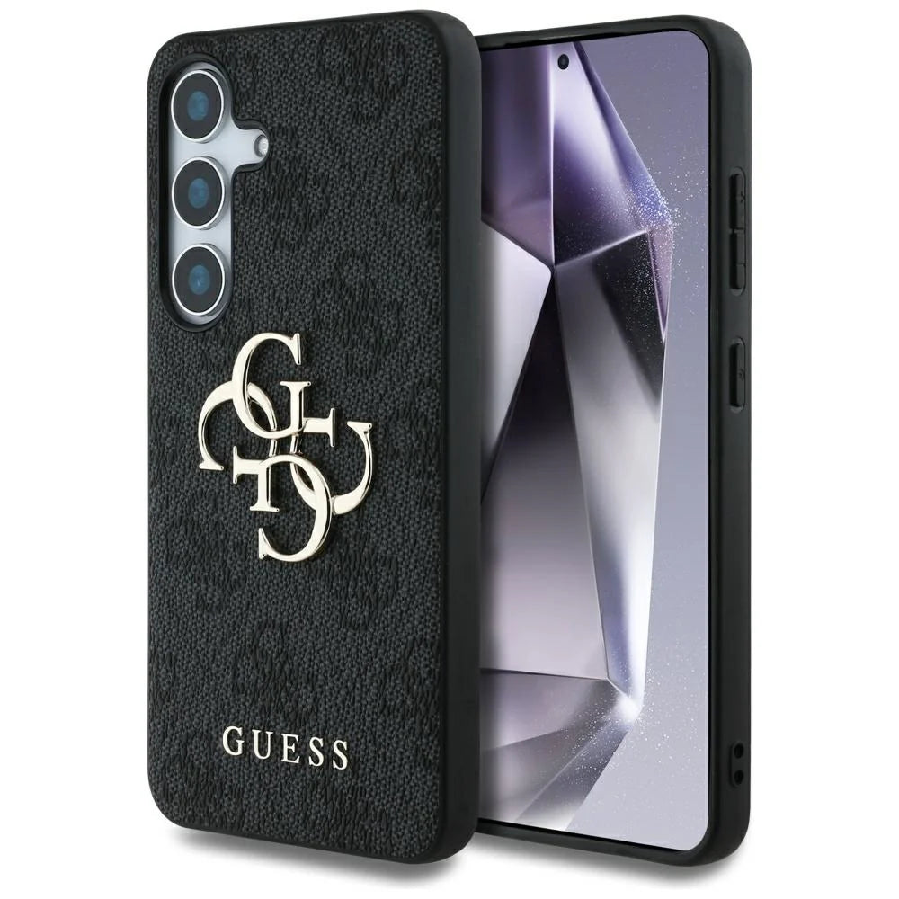 Guess 4G Logo Hardcase für Samsung Galaxy S25 – Schwarz/Gold