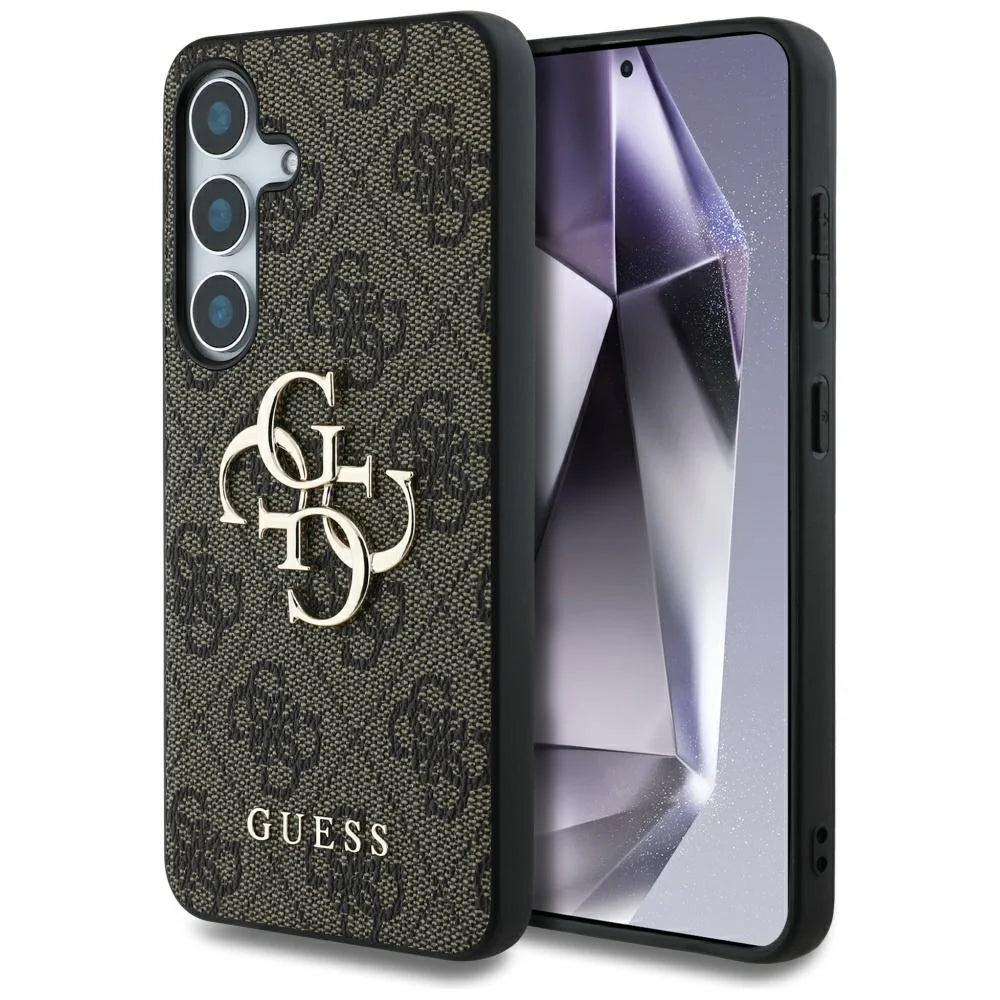 Guess 4G Logo Hardcase für Samsung Galaxy S25 – Braun/Gold