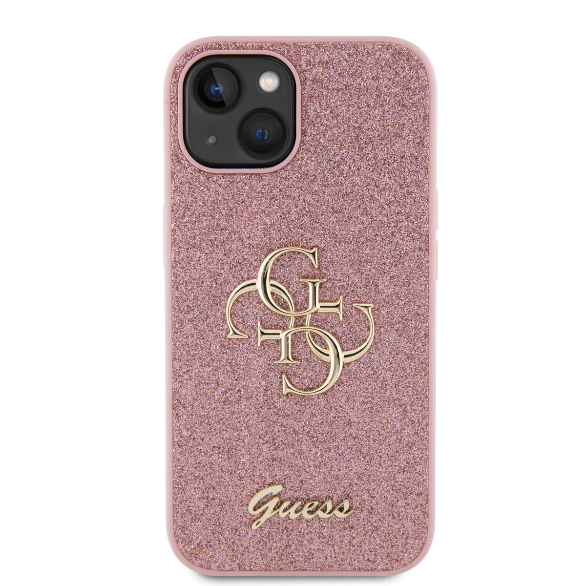 Guess Glitter 4G Hülle für iPhone 15 Pro Max – Roségold Pink
