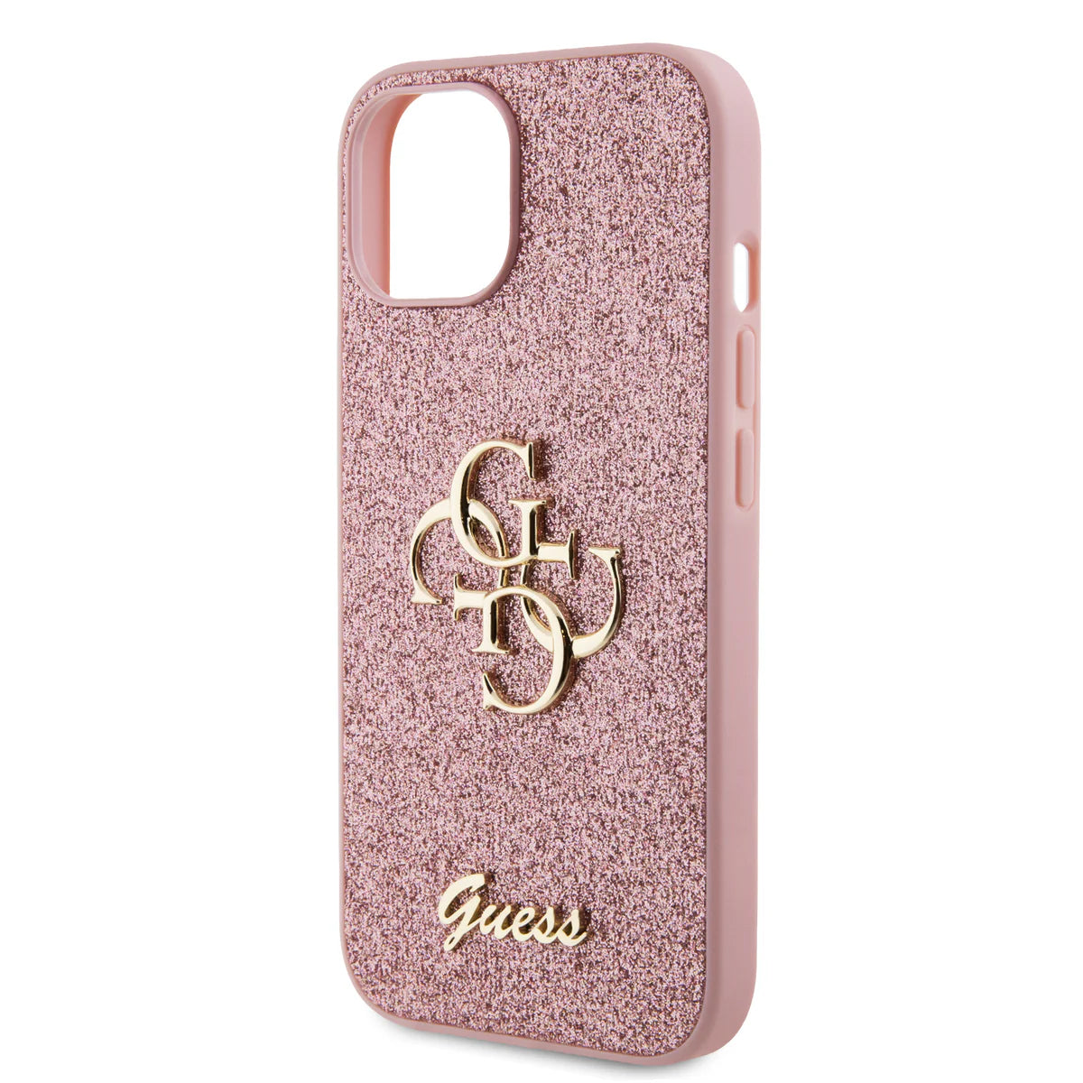 Guess Glitter 4G Hülle für iPhone 15 Pro Max – Roségold Pink