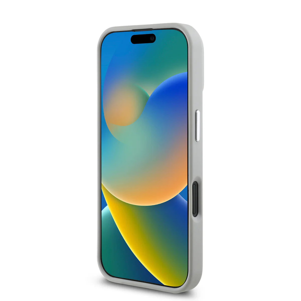GUESS Triangle Logo Hülle – Elegantes Case für iPhone 16 (Hellgrau)