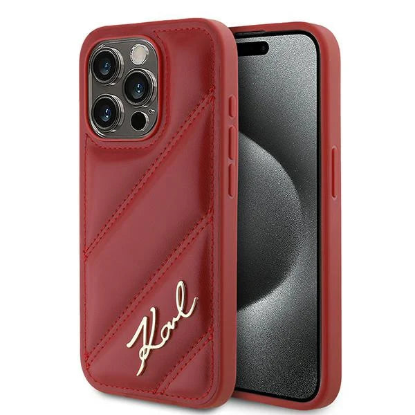 Karl Lagerfeld Quilted Hülle für iPhone 15 Pro Max – Rot