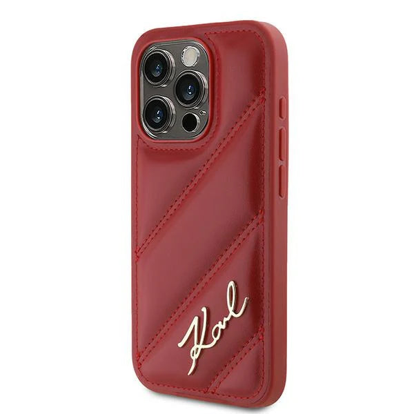 Karl Lagerfeld Quilted Hülle für iPhone 15 Pro Max – Rot