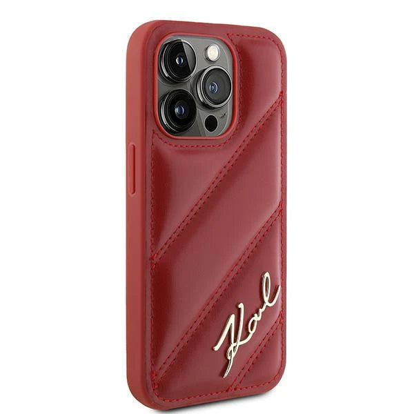 Karl Lagerfeld Quilted Hülle für iPhone 15 Pro Max – Rot