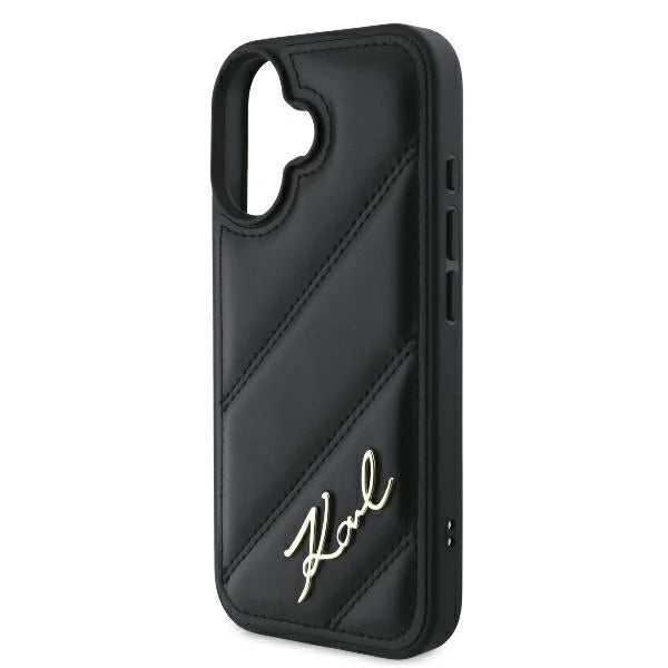 Karl Lagerfeld Hülle für iPhone 16 – Schwarz mit 3D "Karl"-Logo