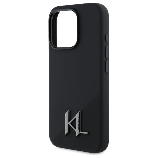Karl Lagerfeld Silikonhülle Logo Tone Schwarz für iPhone 16 Pro Max