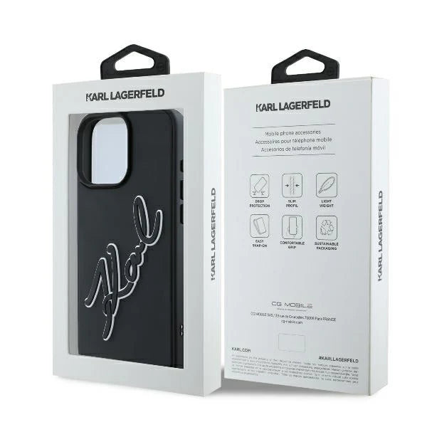 Karl Lagerfeld Hülle Schwarz für iPhone 16 Pro – Minimal. Edel. Iconic.