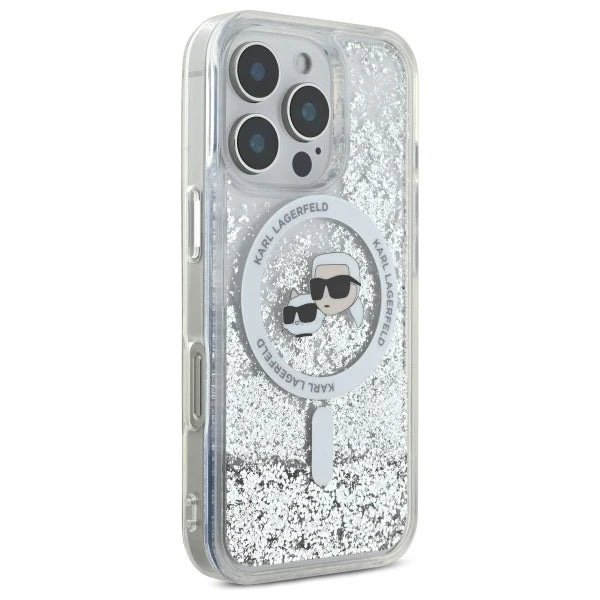Karl Lagerfeld Glitzer Hülle iPhone 16 Pro – Silber | LimTel Accessoires