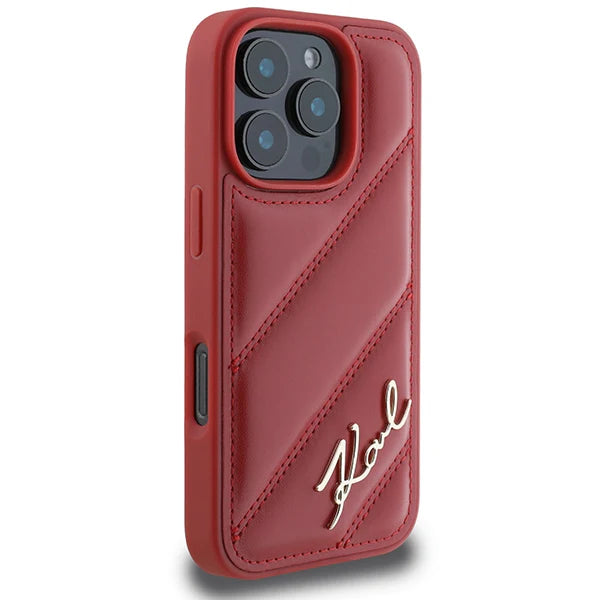 Karl Lagerfeld Hülle für iPhone 16 Pro – Rotes Luxus-Design mit Kult-Faktor