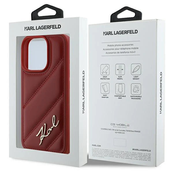 Karl Lagerfeld Hülle für iPhone 16 Pro – Rotes Luxus-Design mit Kult-Faktor