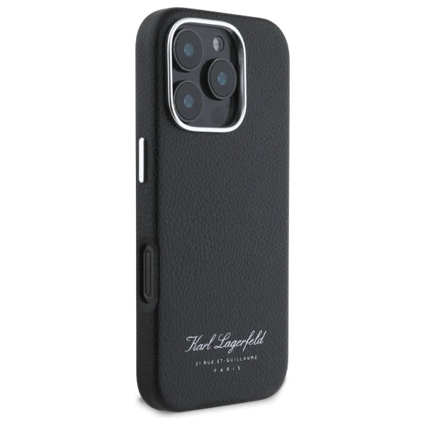 Karl Lagerfeld Hülle für iPhone 16 Pro – Pariser Eleganz in Schwarz