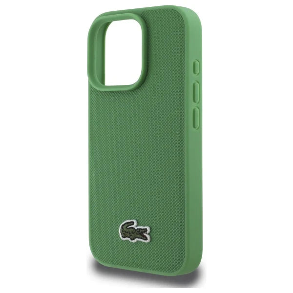 Lacoste Hülle für iPhone 16 Pro – Signature Look in Grün mit MagSafe
