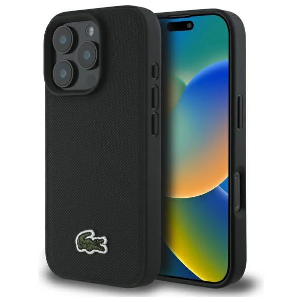 Lacoste Hülle für iPhone 16 Pro – Schwarz – Original & MagSafe-kompatibel
