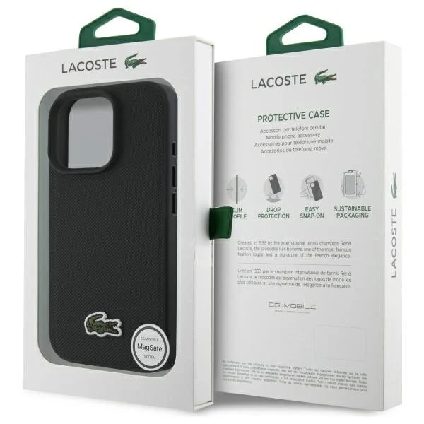 Lacoste Hülle für iPhone 16 Pro – Schwarz – Original & MagSafe-kompatibel