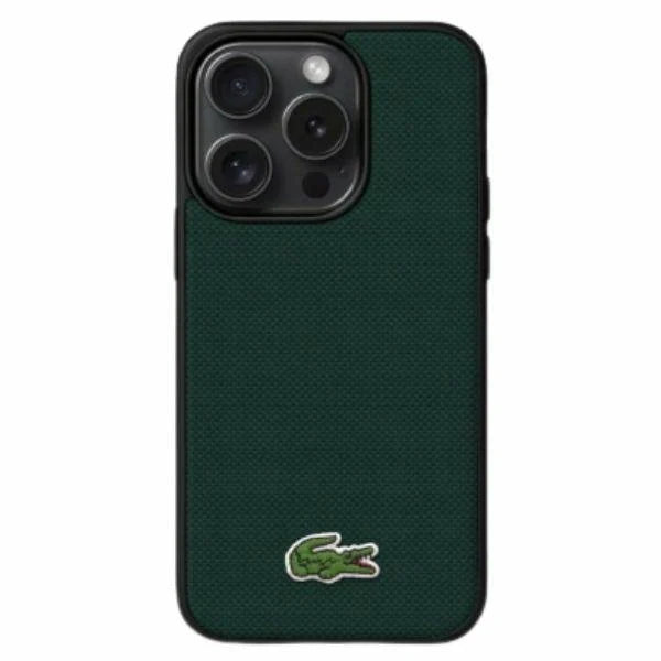 Lacoste iPhone 16 Hülle – Schwarze MagSafe Schutzhülle mit 3D-Krokodil-Logo