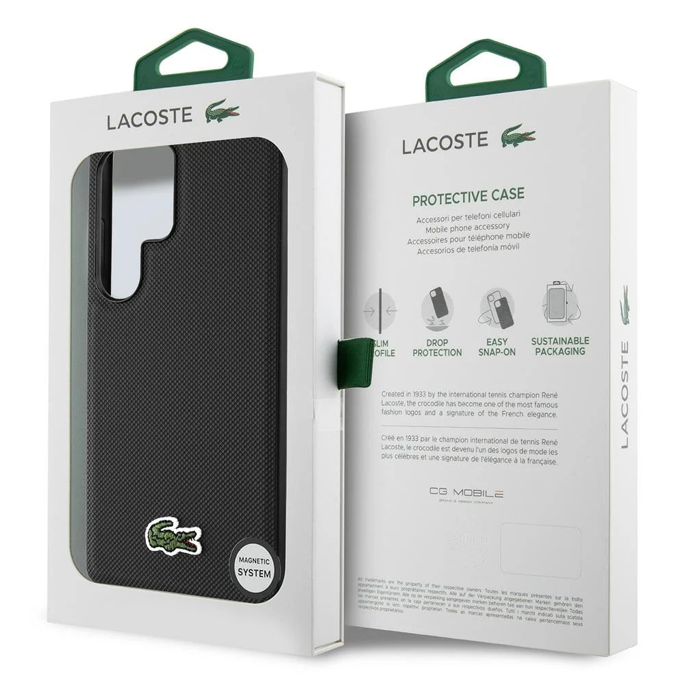 Lacoste Hardcase für Samsung Galaxy S25 Ultra – Schwarz | MagSafe-kompatibel