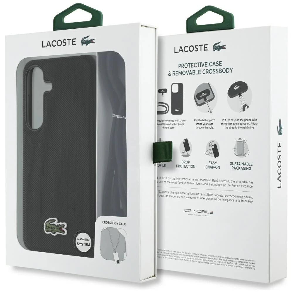 Lacoste PVC Lanyard Case für Samsung Galaxy S25 – Schwarz