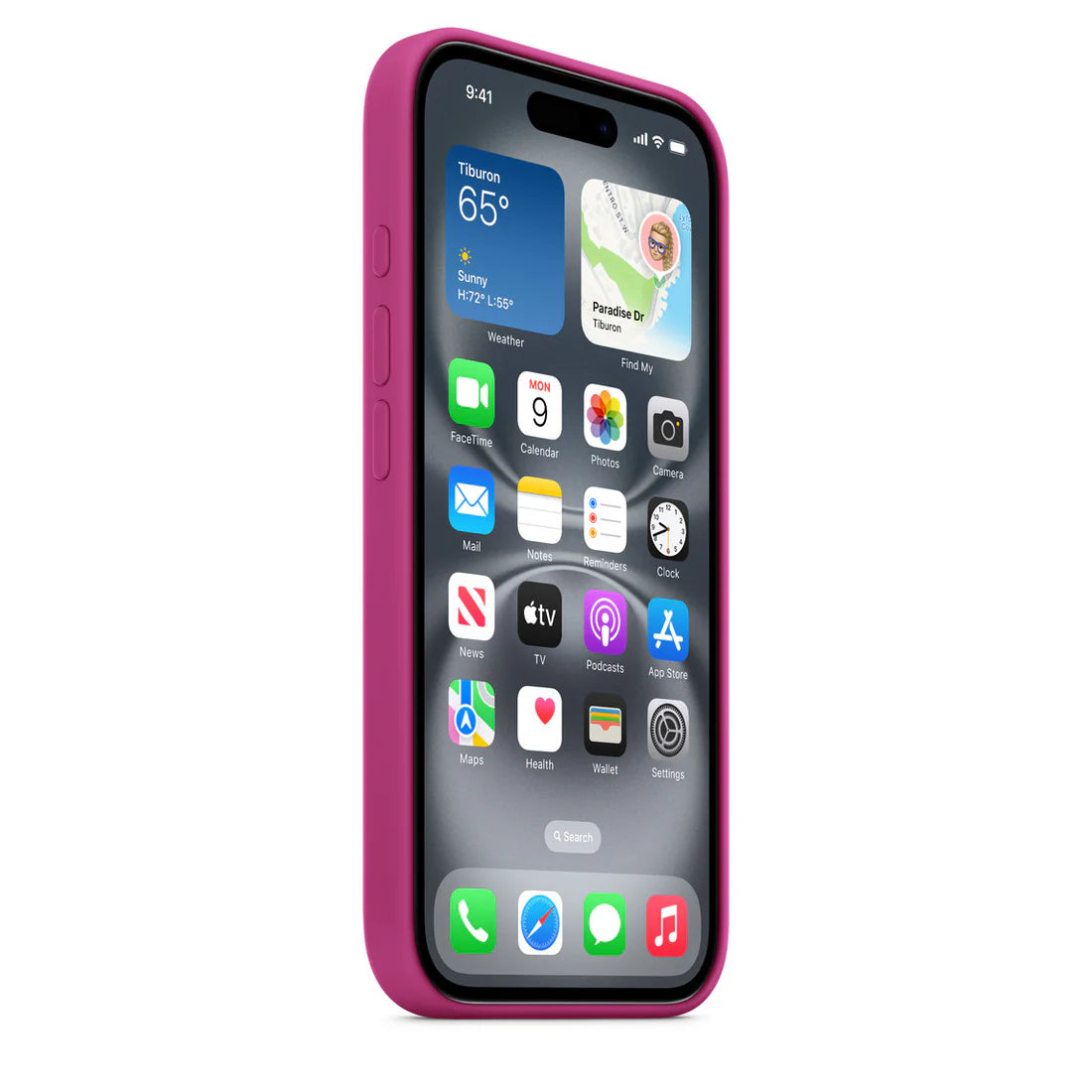 Apple Silikon Case mit MagSafe für iPhone 16 – Fuchsia