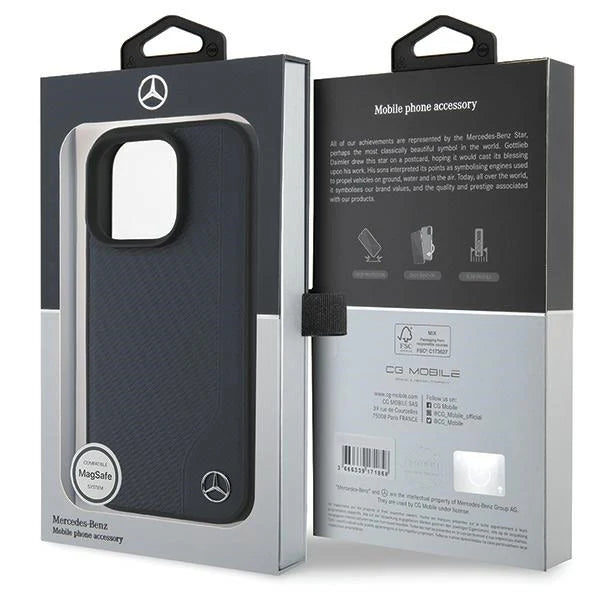 Mercedes-Benz Hülle für iPhone 16 Pro Max – Dunkelblau, Offizielles Lizenzprodukt