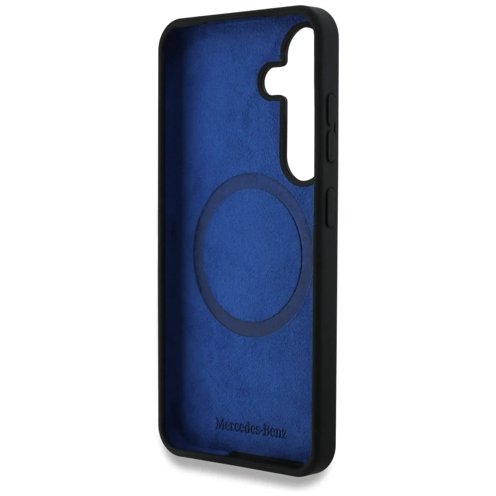 Mercedes-Benz Silicone Backcover für Samsung Galaxy S25 – Schwarz/Blau