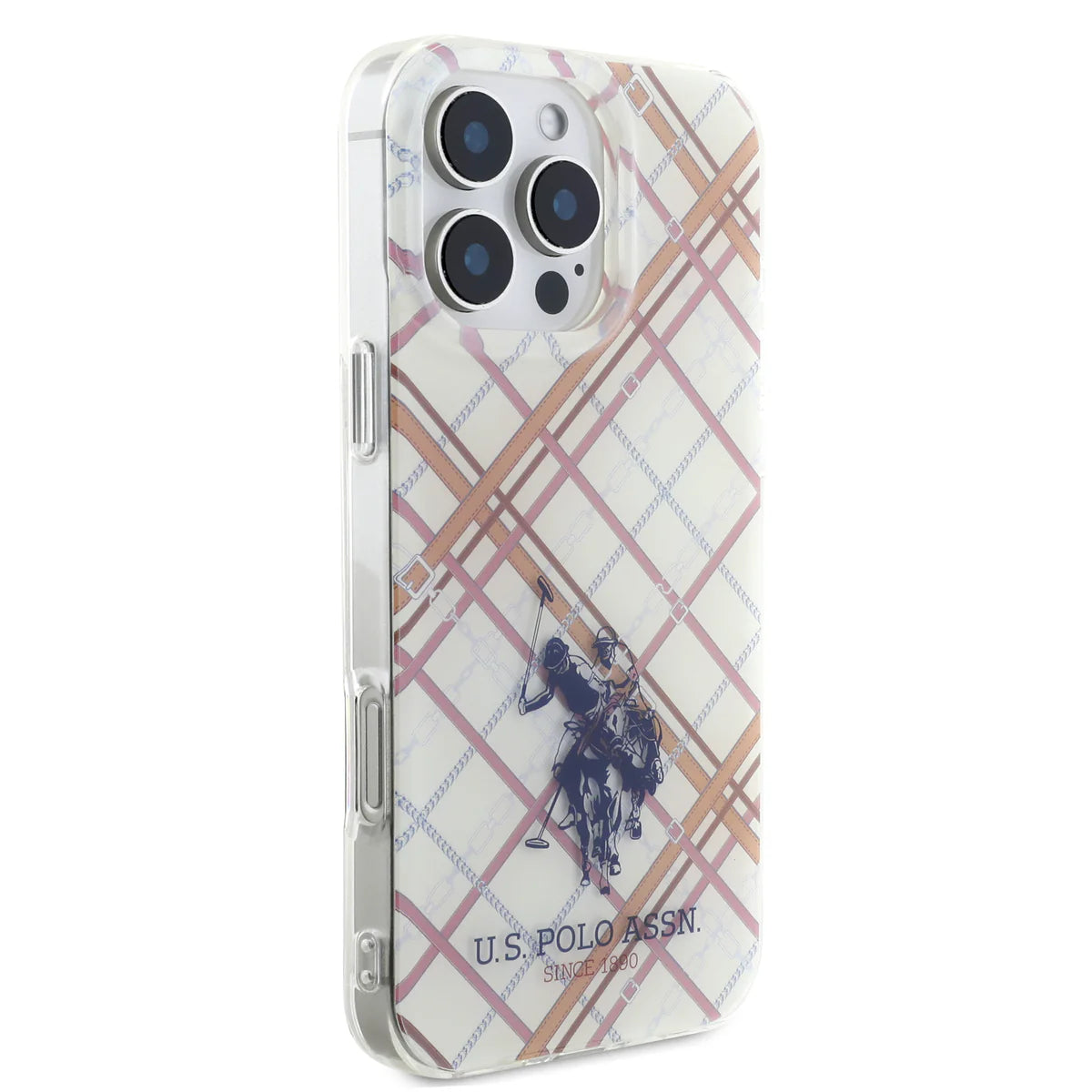 U.S. Polo Assn. Hülle für iPhone 16 Pro – Transparent mit klassischem Polo-Muster