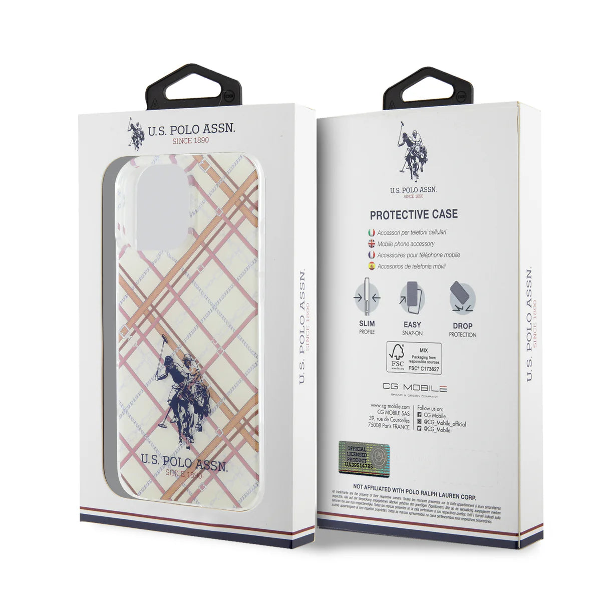 U.S. Polo Assn. Hülle für iPhone 16 Pro – Transparent mit klassischem Polo-Muster