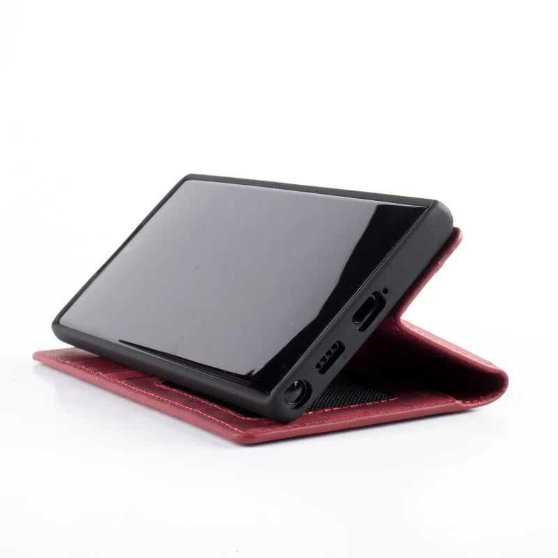Wachikopa Echtleder Wallet Case für Samsung Galaxy S25 Ultra – Handgefertigt, Rot