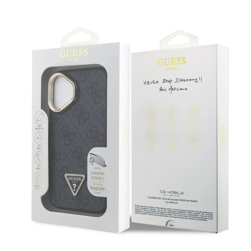 Guess 4G Ring Case für iPhone 16 – Schwarz/Gold