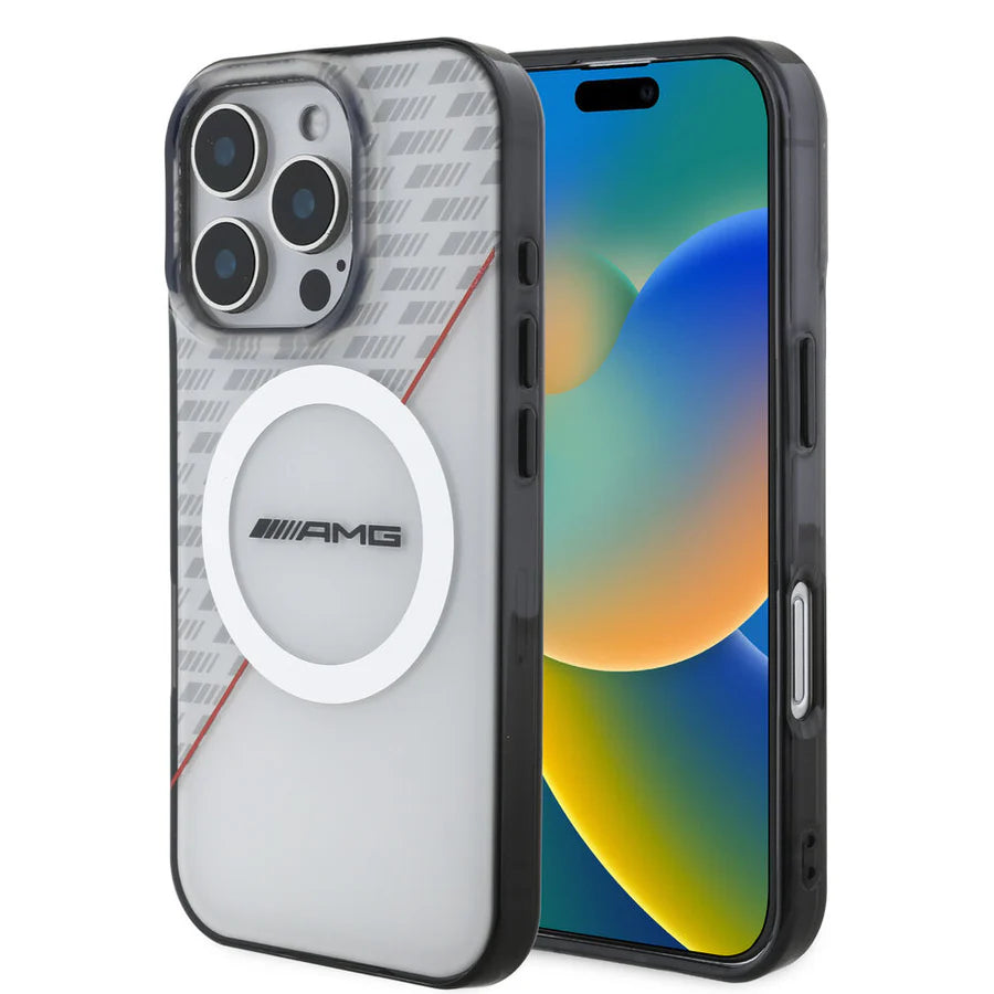 AMG Handyhülle für iPhone 16 Pro Max – Transparent mit MagSafe & Logo-Print