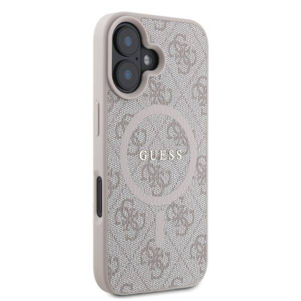 GUESS 4G MagSafe Hülle mit Ring – für iPhone 16 (Beige-Rosé)