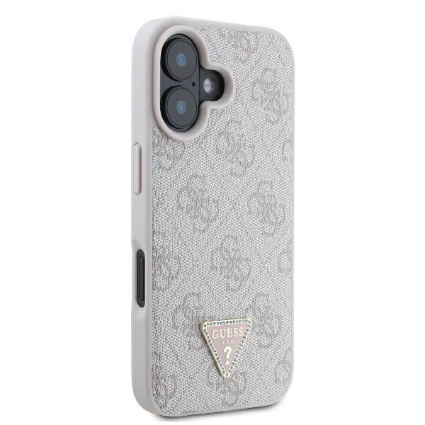 GUESS 4G Triangle Strass Hülle – für iPhone 16 (Rosa)