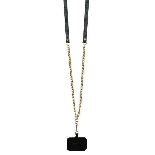 GUESS Crossbody Handyhülle für iPhone 16 Pro Max – Schwarz mit Logo-Prägung & Ketten-Trageriemen