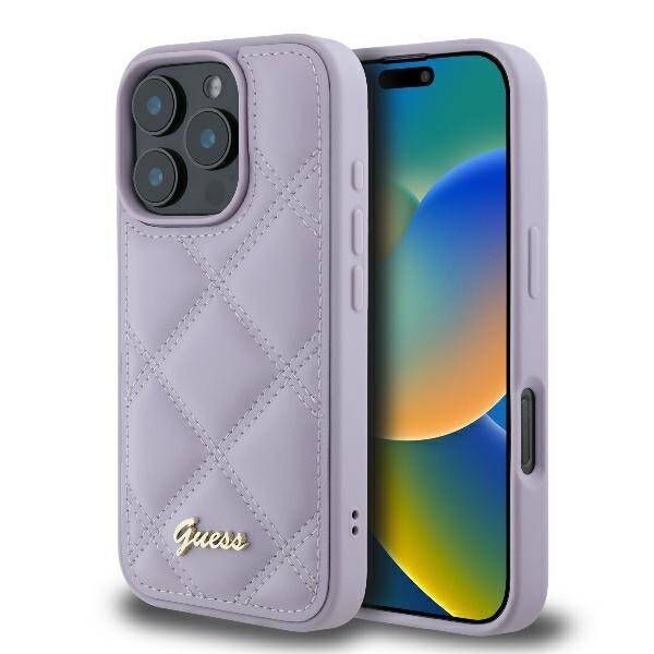 GUESS Quilted Hülle Lila für iPhone 16 Pro – Femininer Luxus im Steppdesign