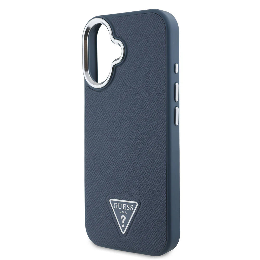 GUESS Triangle Logo Hülle – für iPhone 16 (Dunkelblau)