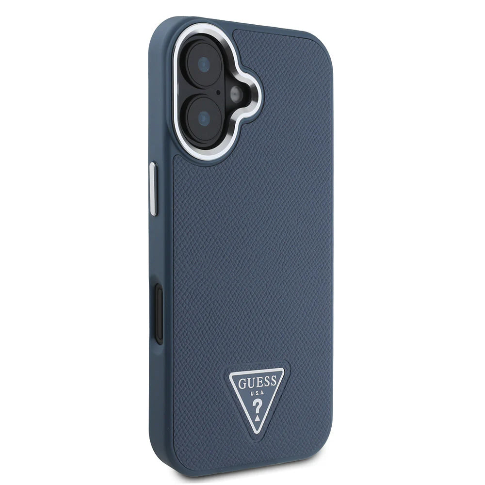 GUESS Triangle Logo Hülle – für iPhone 16 (Dunkelblau)