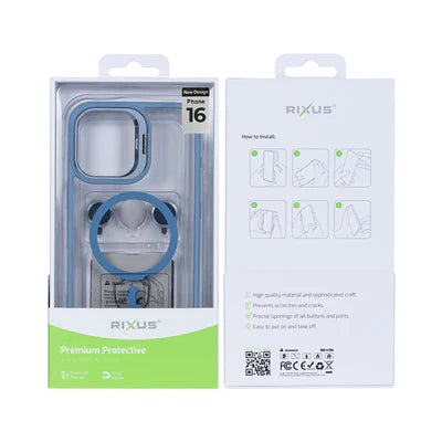 RIXUS MagSafe Hülle mit Kameraschutz für iPhone 16 – Babyblau