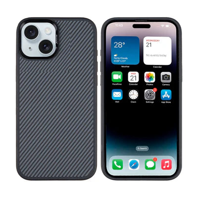 RIXUS Carbon Style Case für iPhone 15 – Schwarz
