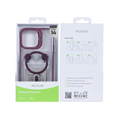 RIXUS MagSafe‑Hülle mit Kameraschutz – Violett Transparent – für iPhone 14