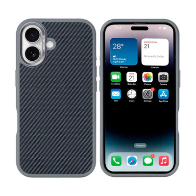 RIXUS Carbon Hülle für iPhone 16 – Grau