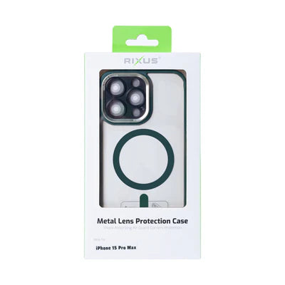 RIXUS Magnet Case – Grün | Metall-Kameraschutz | für iPhone 15 Pro Max
