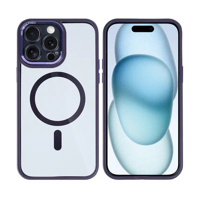 RIXUS Magnet Case – Lila | Metall-Kameraschutz | für iPhone 15 Pro Max