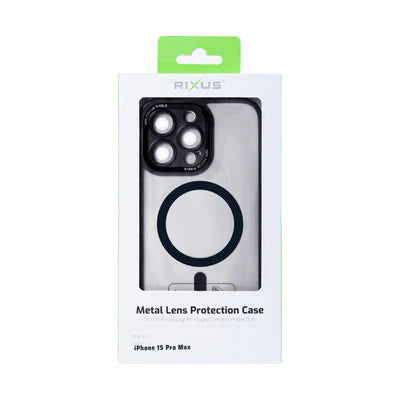 RIXUS MagSafe TechCase für iPhone 15 Pro Max – Metall-Kameraschutz & Präzisionsdesign - Schwarz