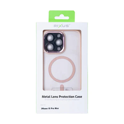RIXUS Magnet Hülle mit Kameraschutzglas – Roségold – iPhone 15 Pro Max